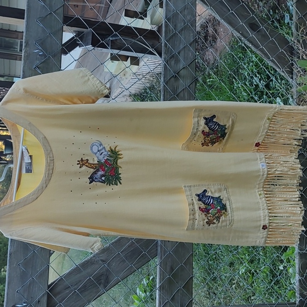 Yellow Animal Print Fringe Dress